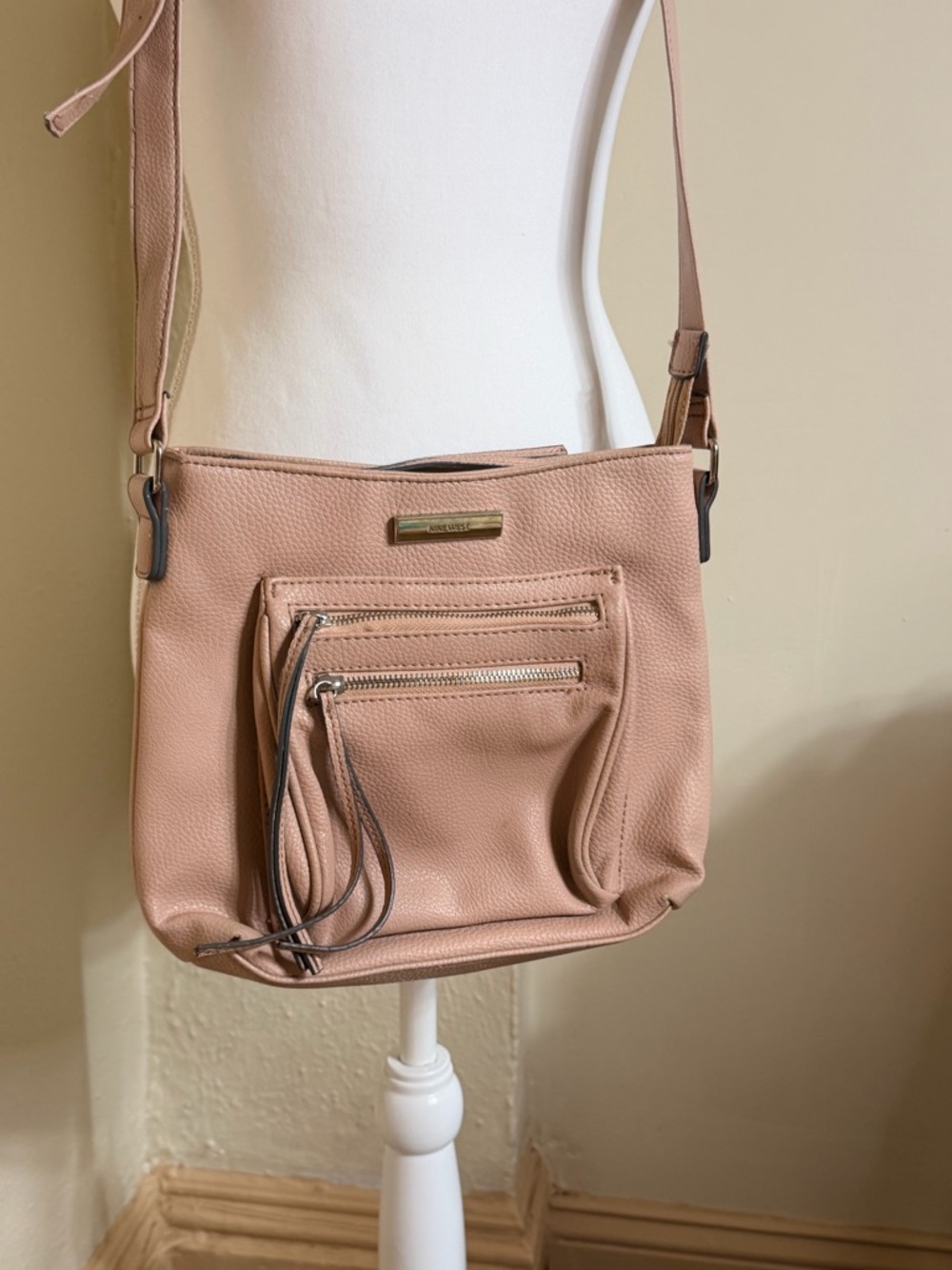 Nine West Blush Pink Pebbled Leather‎ Crossbody Bag